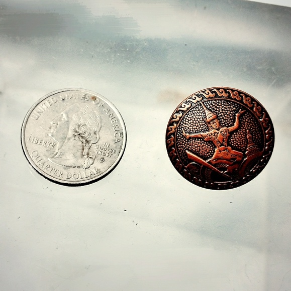 Vintage Copper Siamese Warrior Earrings - Picture 4 of 6